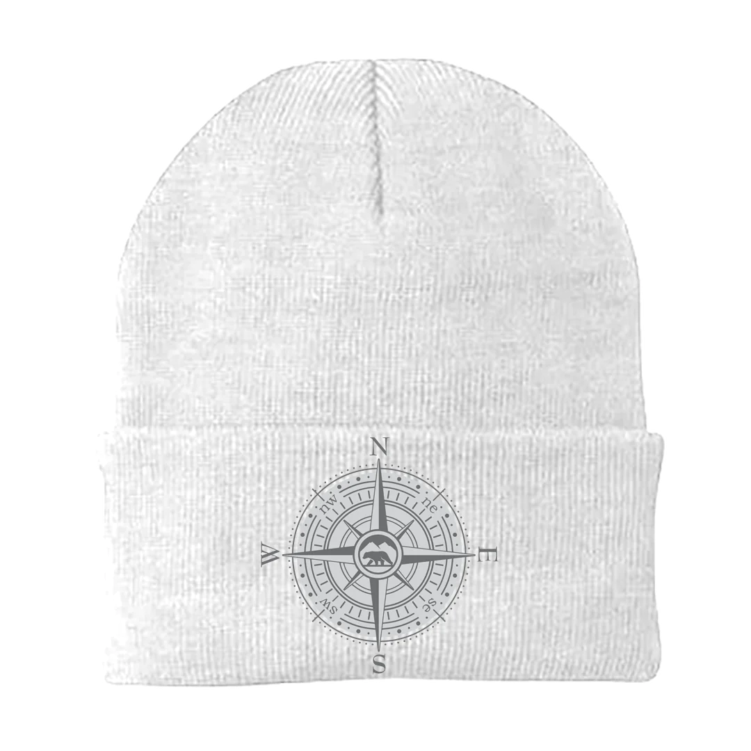 Compass Camping Embroidered Beanie
